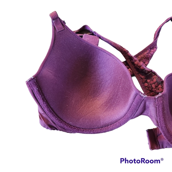 VICTORIAS SECRET UPLIFT SEMI DEMI BRA LACE RACERBACK SIZE 34B EUC - Picture 3 of 10